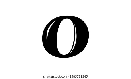 number 0 logo, black isolated silhouette