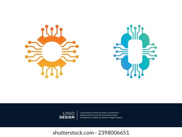 Number 0 logo design collection. Abstract symbol for digital technology.