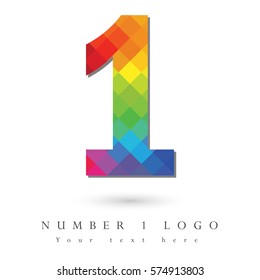 Number 0 Logo Design Concept in Rainbow Mosaic Pattern Fill and White Background