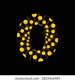 Number 0 Logo Design. Number 0 icon set. Light ray texture motif