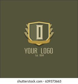 Number 0 logo design. Luxury shield crown brand concept. Classic emblem sign.