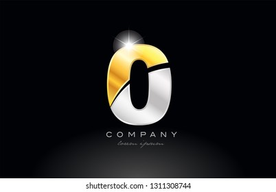 number 0 logo icon design with gold silver grey metal on black background suitable for a company or business