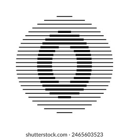 Number 0 Logo Icon Round Geometric Horizontal Stripe Lines