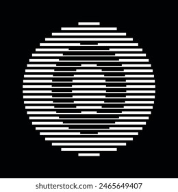 Number 0 Logo Icon Round Geometric Horizontal Stripe Lines