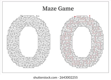 Number 0 maze game pattern decorative design template