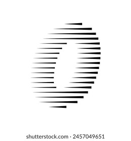 Number 0 Modern Logo with Geometric Horizontal Speed Line Pattern