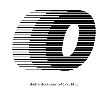 Number 0 Modern Logo with Horizontal Speed Line Pattern