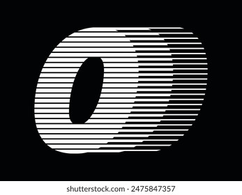 Number 0 Modern Logo with Horizontal Speed Line Pattern