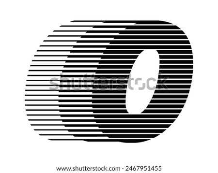 Number 0 Modern Logo with Horizontal Speed Line Pattern