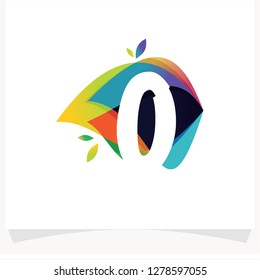 Number 0 Negative space design. Number 0 logo at colorful multicolor background