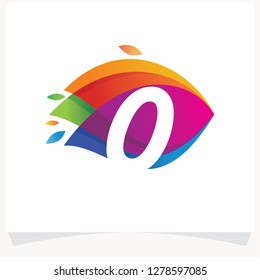 Number 0 Negative space design. Number 0 logo at colorful multicolor background