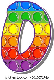 The number 0.  The numbers are rosy in the form of a popular childrens game pop it. Bright letters on a white background.  Bright numbers on a white background. 