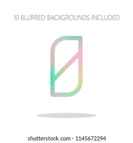 Number 0, numeral, zero. Colorful logo concept with simple shadow on white. 10 different blurred backgrounds included