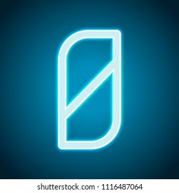 Number 0, numeral, zero. Neon style. Light decoration icon. Bright electric symbol