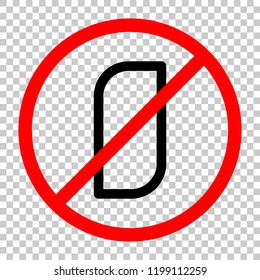 Number 0, numeral, zero. Not allowed, black object in red warning sign with transparent background