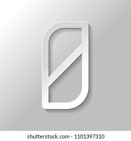 Number 0, numeral, zero. Paper style with shadow on gray background