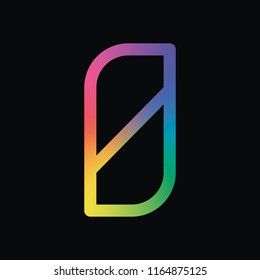 Number 0, numeral, zero. Rainbow color and dark background