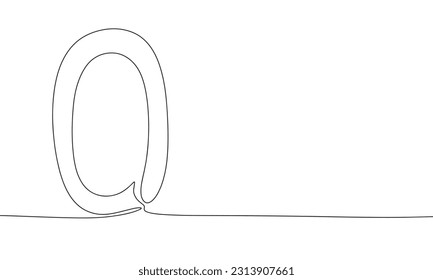 Number 0. One line continuous number zero isolated on white background. Line art, outline, vector illustration.