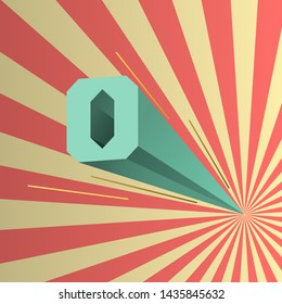 Number 0 in perspective, retro graphic design, isometric figure