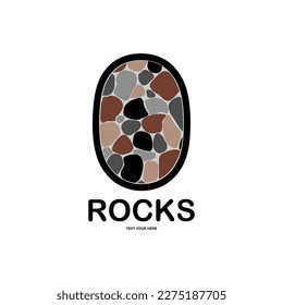 número 0 con la ilustración de la plantilla de logotipo de las rocas