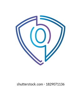 Number 0 Shield logo symbol or icon template design 