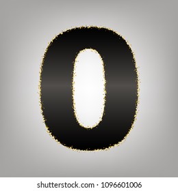 Number 0 sign design template element. Vector. Blackish icon with golden stars at grayish background.