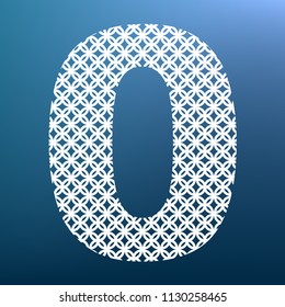 Number 0 sign design template element. Vector. White textured icon at lapis lazuli gradient background.