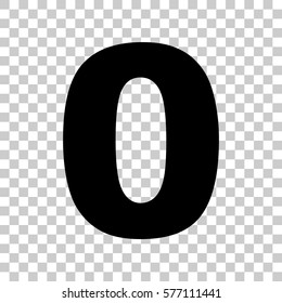 Number 0 sign design template element. Black icon on transparent