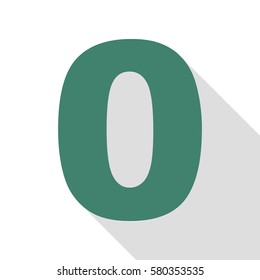 Number 0 sign design template element. Veridian icon with flat style shadow path.