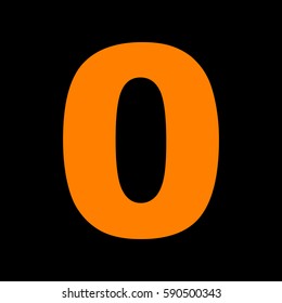 Number 0 sign design template element. Orange icon on black background.