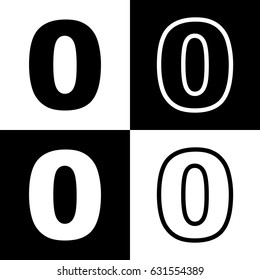 Number 0 sign design template element. Vector. Black and white icons and line icon on chess board.