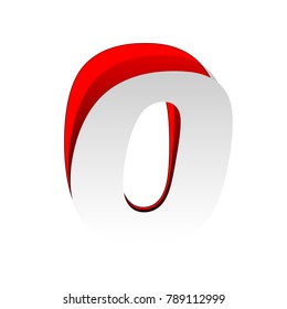 Number 0 sign design template element. Vector. Detachable paper icon with red body stock. Isolated.