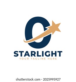 Number 0 with Star Swoosh Logo Design. Suitable for Start up, Logistic, Business Logo Template