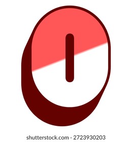 Número 0 ilustración estilizada de una forma abstracta en rojo y blanco con una forma curva distintiva y líneas en negrita.