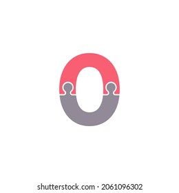 Number 0 with Team Puzzle Jigsaw Connectivity Logo Design Template Element