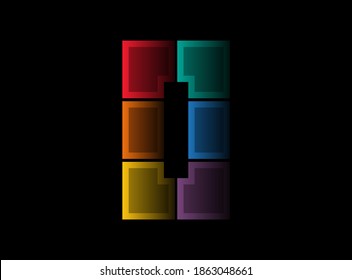 Number 0 vector design, colorful font logo. Dynamic split multicolor design on black background. For social media, design elements, creative poster, web template    