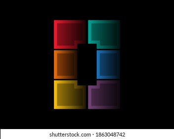 Number 0 vector design, colorful font logo. Dynamic split multicolor. design on black background. For social media, design elements, creative poster, web template    


