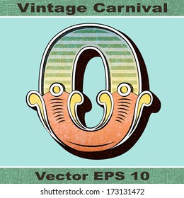 The Number 0, Zero of an Alphabet Sit of Vintage, Carnival, Circus, Funfair, Fishtail Letters and Numbers.