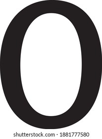 number 0 zero black color isolated on white background