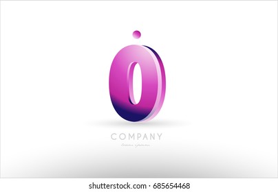 number 0 zero black white pink bold logo vector creative company icon design template 3d background