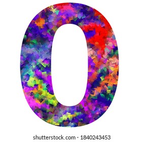 Number 0 zero with colorful abstract inside