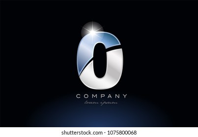 number 0 zero logo design with metal blue color suitable for a company or business