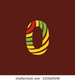 Number 0 zero logo on dark background with bright colors, African culture, safari decoration