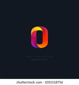 Number 0 zero multi colour digit icon vector template.