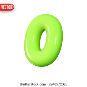 Number 0. Number zero. Realistic 3d design In cartoon style. Icon isolated on white background. vector illustration