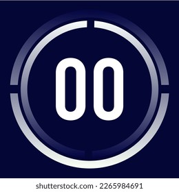 Number 00 design for business, print, books, movies, time-counting, companies in white, blue and blue gradient colors with half circles.