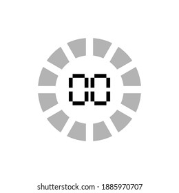 Number 00, zero. Vector illustration of countdown loading with digital numbers. Isolated on an editable blank background.