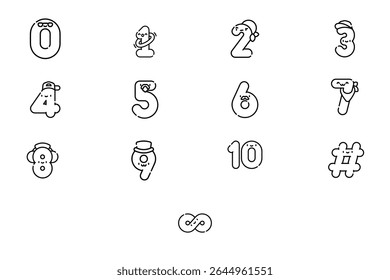 Número 01 a 10 Vetor iCON em fundo branco