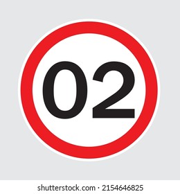 Number 02 Icons Long Shadow From  , Number Flat Design, Number Set vector illustration .