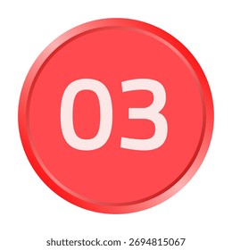 La fuente blanca número "03" está impresa dentro de un círculo rojo.